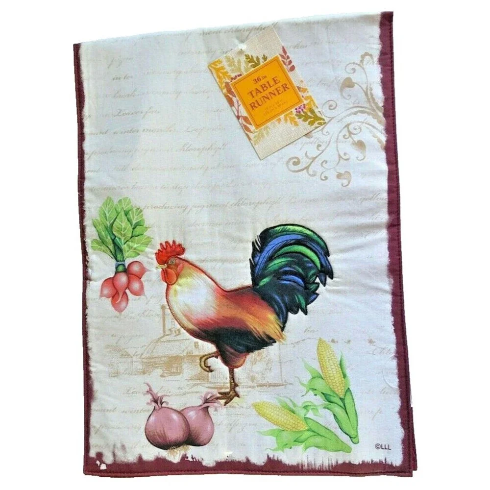 Rooster Chicken Table Runner Quilted Appliqued French Country Home 13